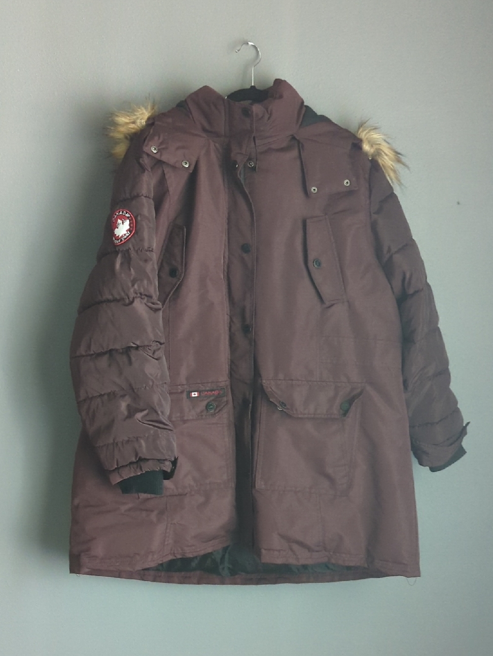 Canada Weathergear women's deep purple faux fur trim winter jacket size 2X.